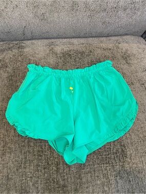 aerie Teal Ruffle-Waist Athletic Shorts